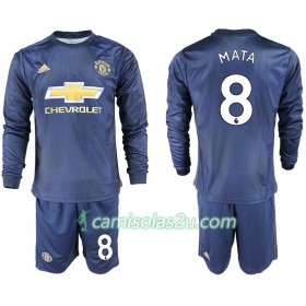 Camisolas de Futebol Manchester United MATA 8 Criança Equipamento 3ª 2018/19 Manga Comprida